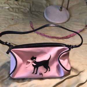 Fashion Express Kitty 🐈‍⬛ purse/ pink with black interior and trim/short strap